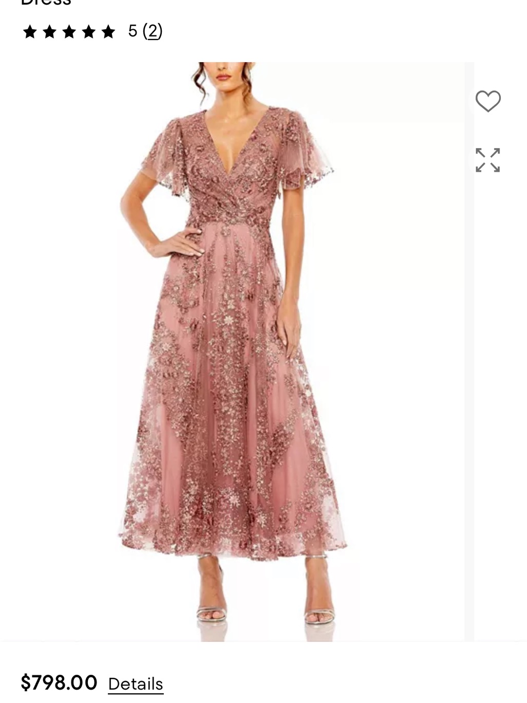 Mac Duggal Dusty Rose Embellished V-Neck Midi Dress